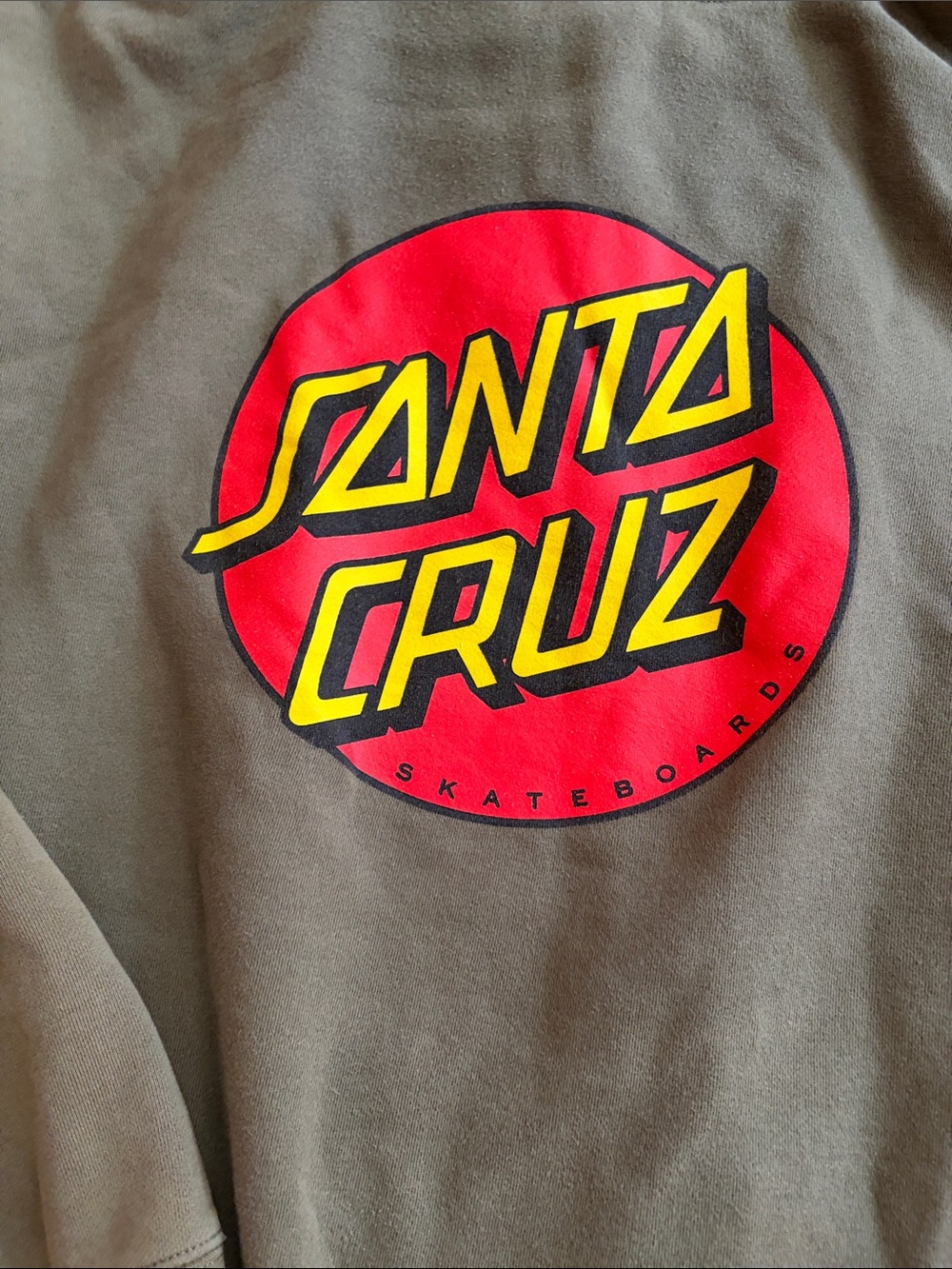 Santa Cruz Skateboards Olive Green Hoodie with Red & Yellow Logo - Picture 2 of 8